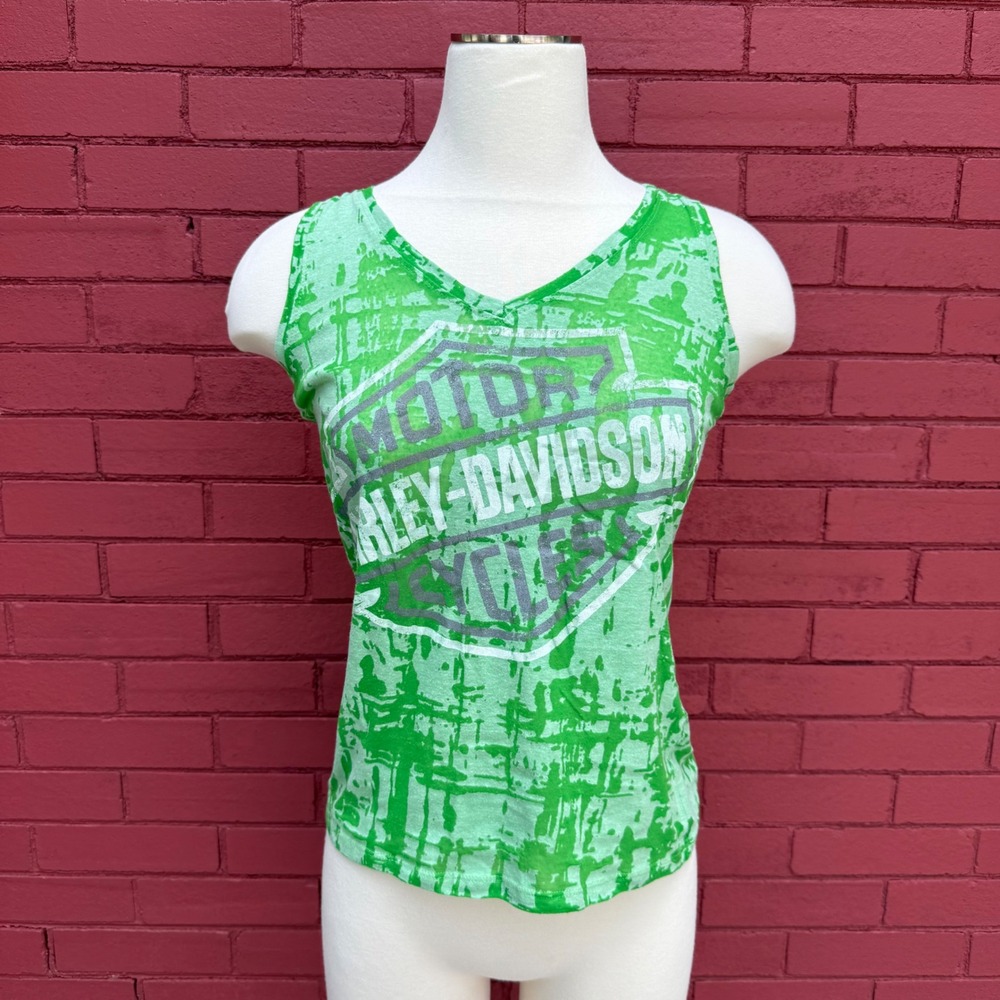 Harley Davidson Orlando Florida Green Tank Top Sleeveless Shirt Small